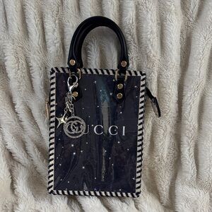 Handcrafted Stylish Blue and Gold Tote Bag